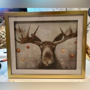 Christmas Ornament Moose Framed 10x12” Wall Art